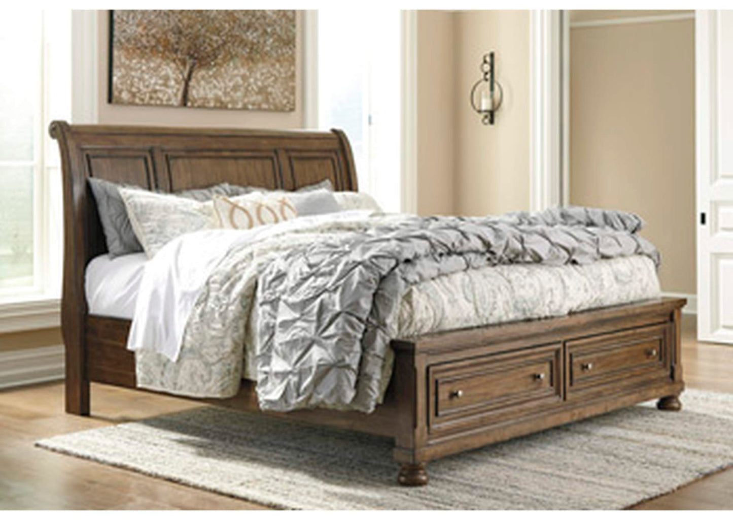 Flynnter Queen Panel Bed with 2 Storage Drawers