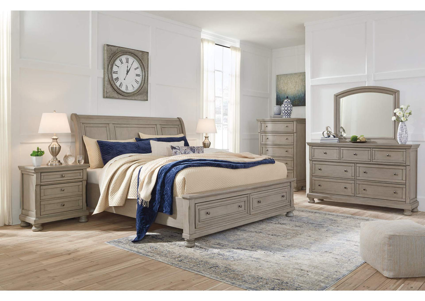 Lettner Queen Sleigh Bed with 2 Storage Drawers