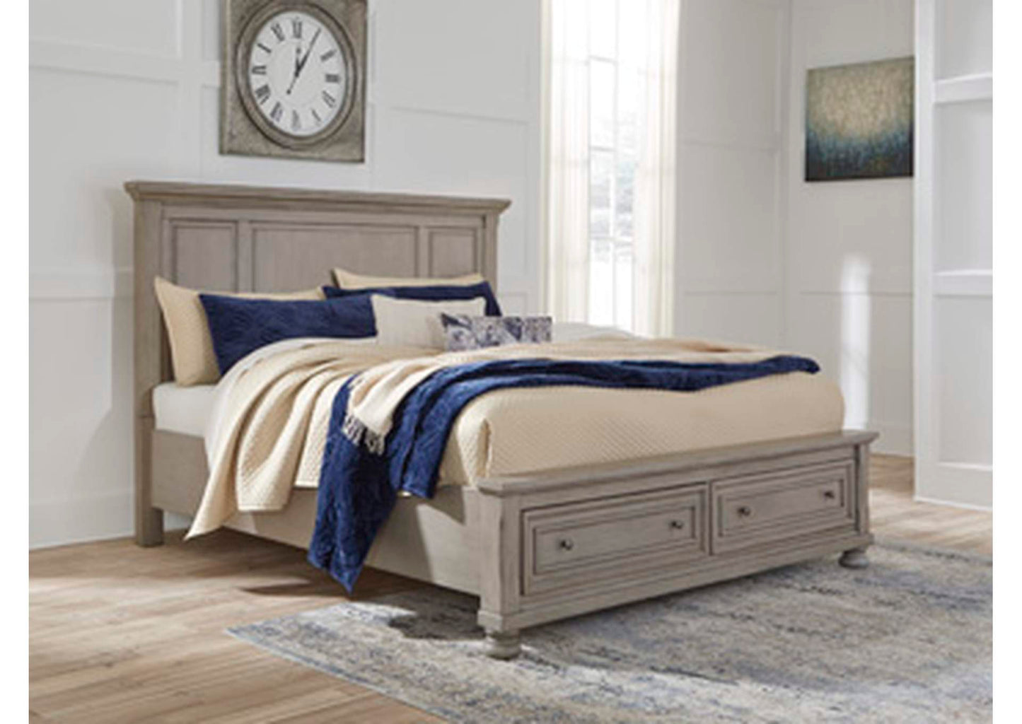 Lettner King Sleigh Bed with 2 Storage Drawers