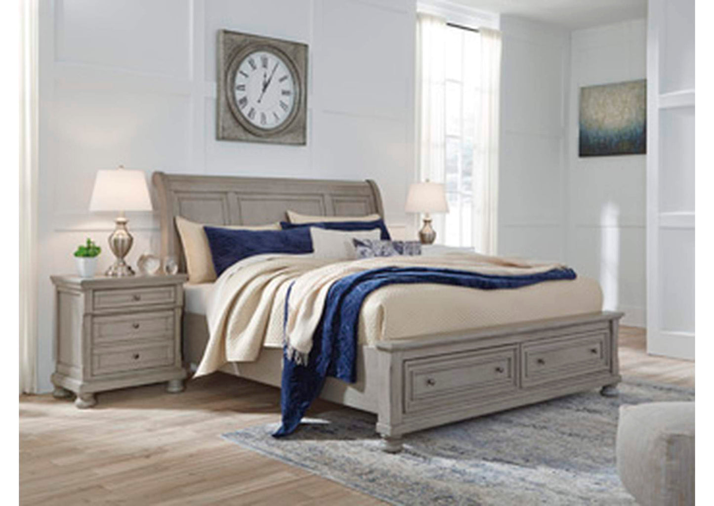 Lettner Queen Sleigh Bed with 2 Storage Drawers