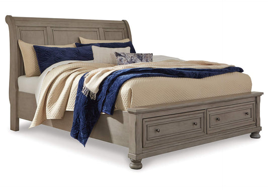 Lettner King Sleigh Bed with 2 Storage Drawers