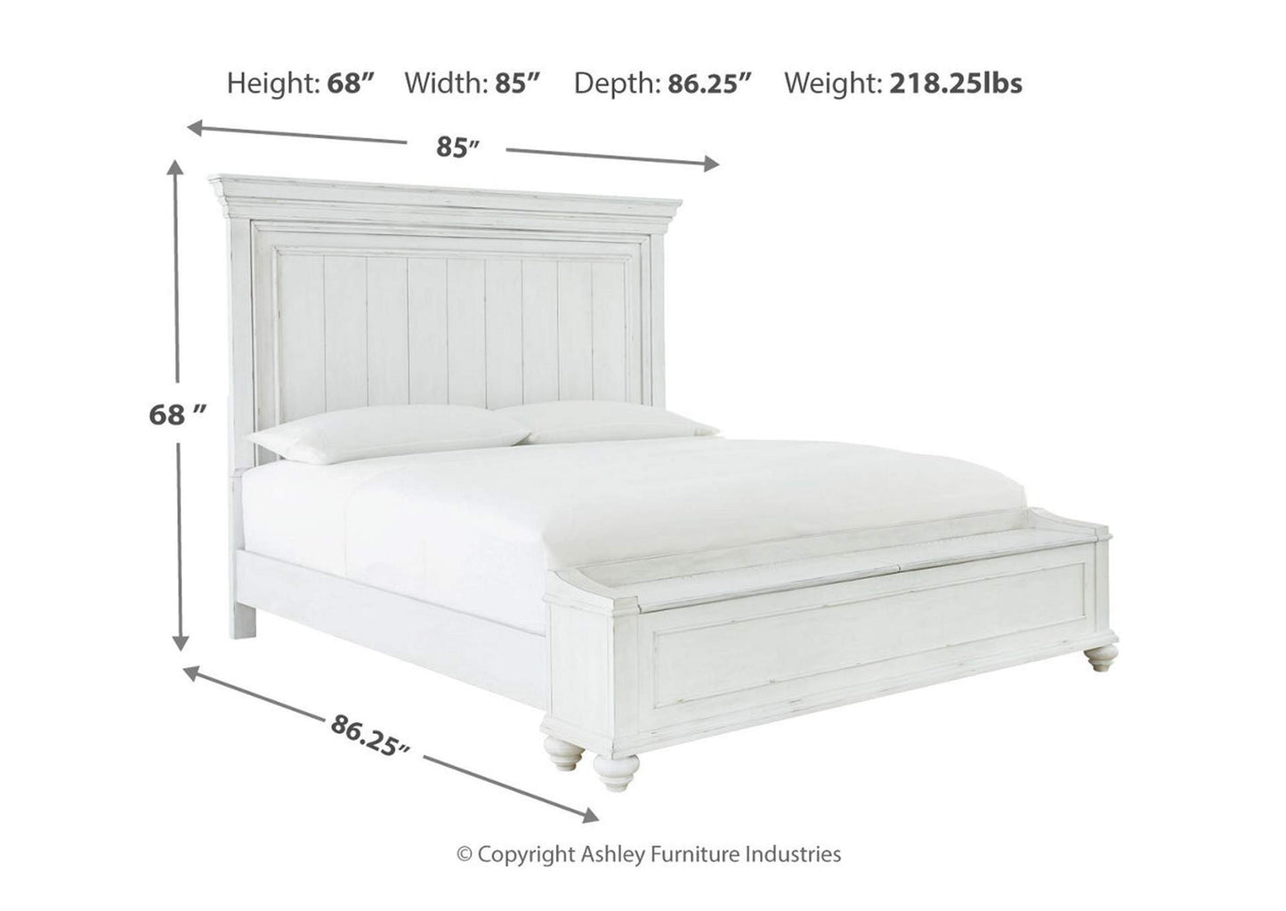 Kanwyn California King Panel Bed with Storage Bench