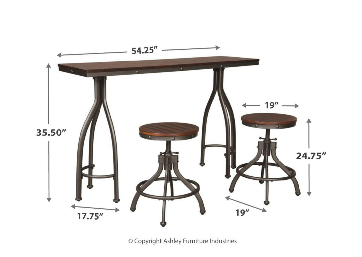 Odium Counter Height Dining Table and Bar Stools (Set of 3)