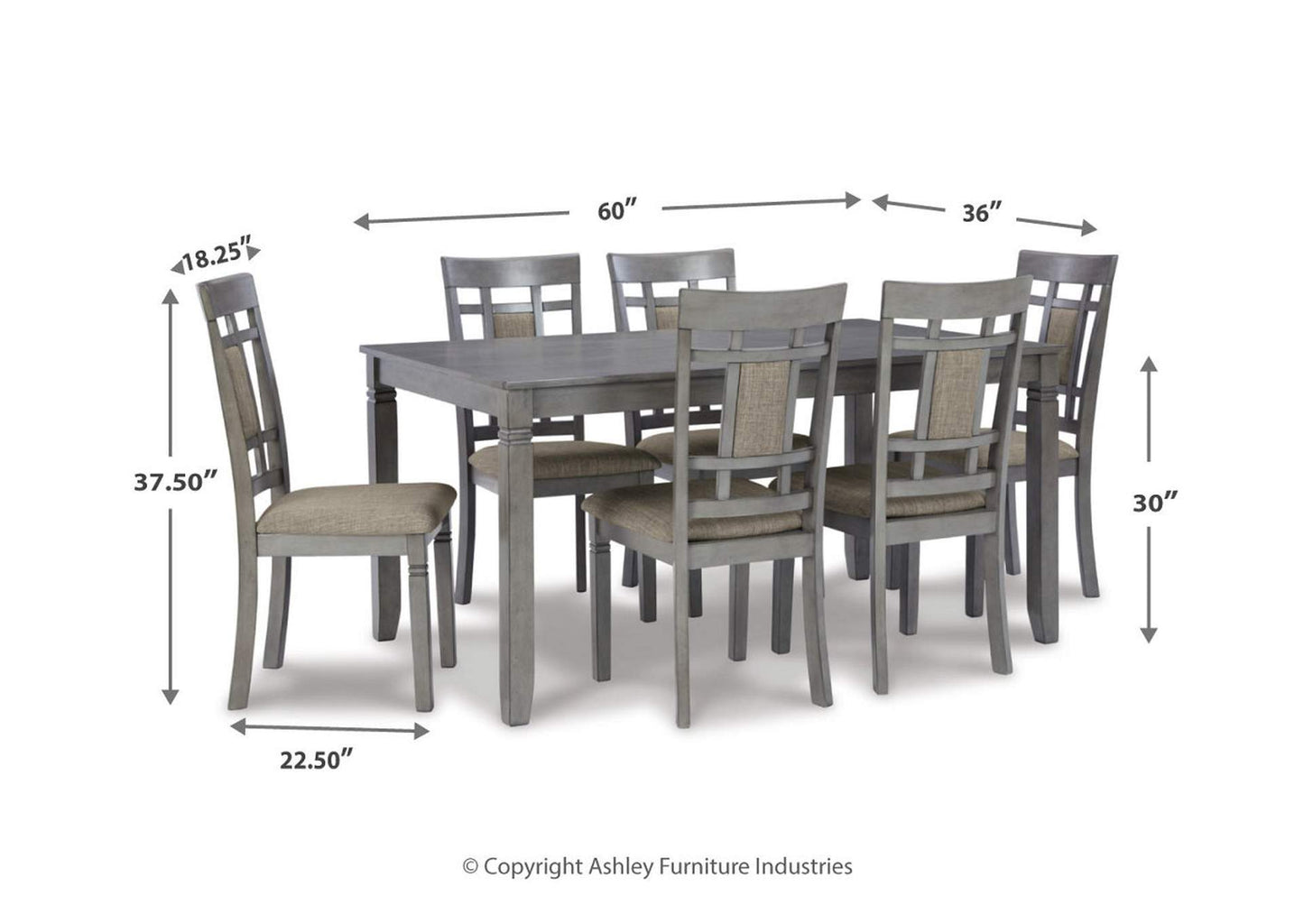 Jayemyer Dining Table and Chairs (Set of 7)