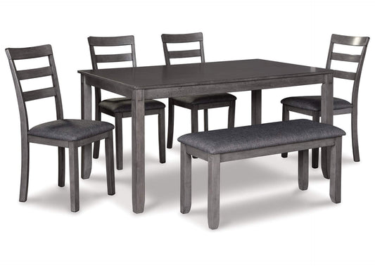 Bridson Dining Table and Chairs with Bench (Set of 6)