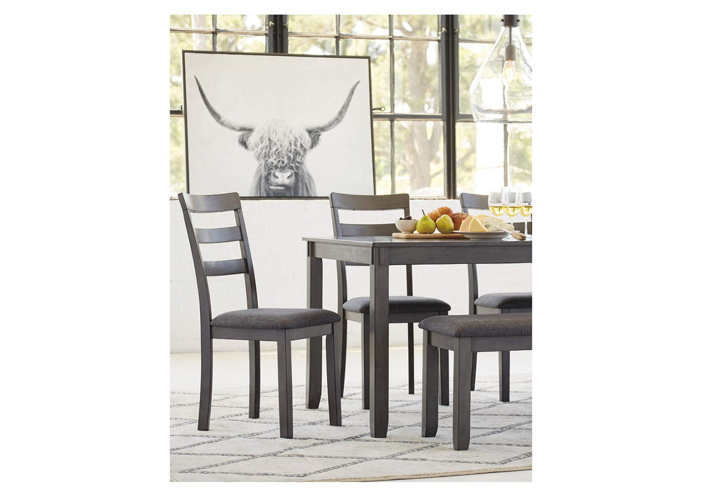 Bridson Dining Table and Chairs with Bench (Set of 6)