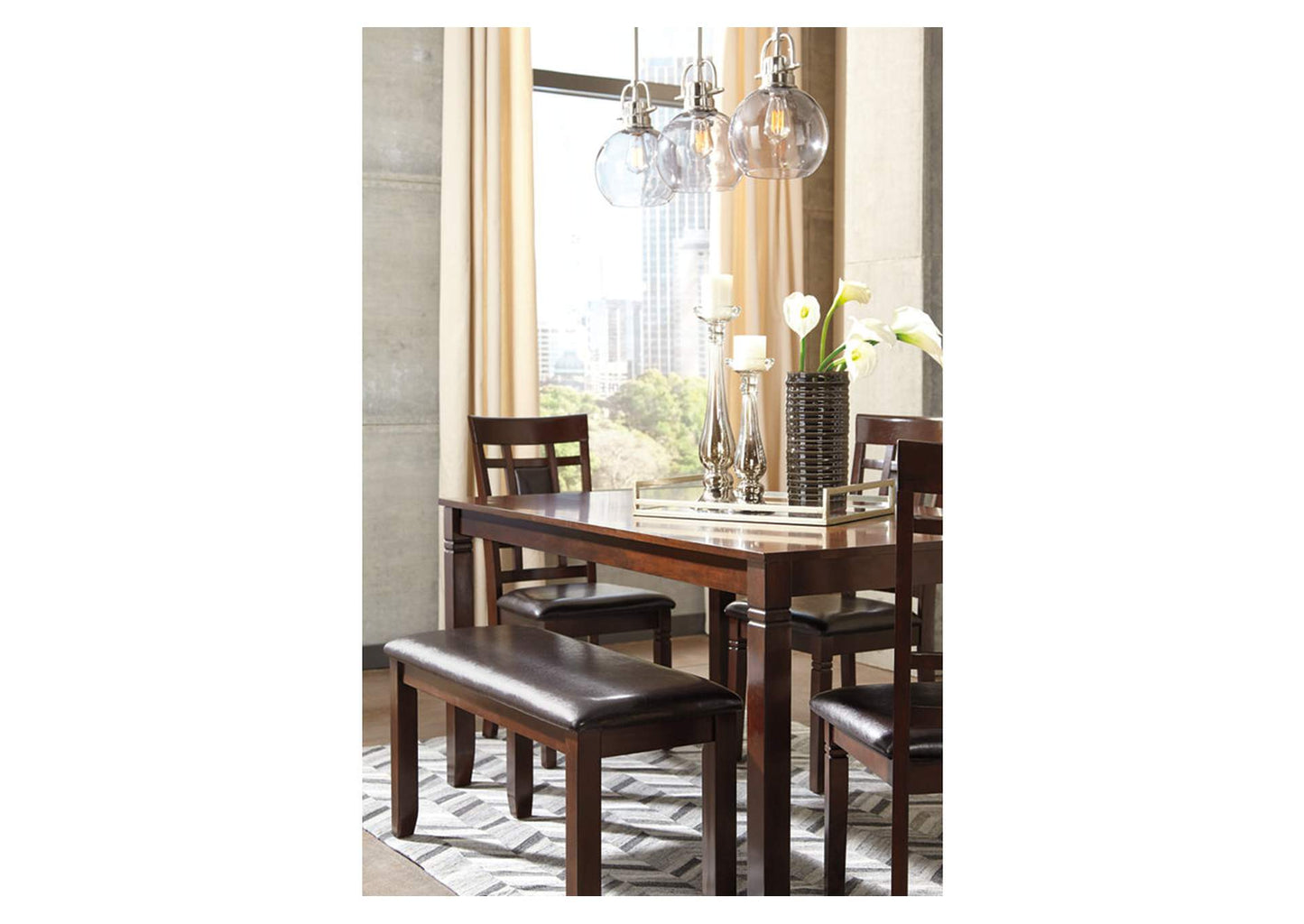 Bennox Dining Table and Chairs with Bench (Set of 6)