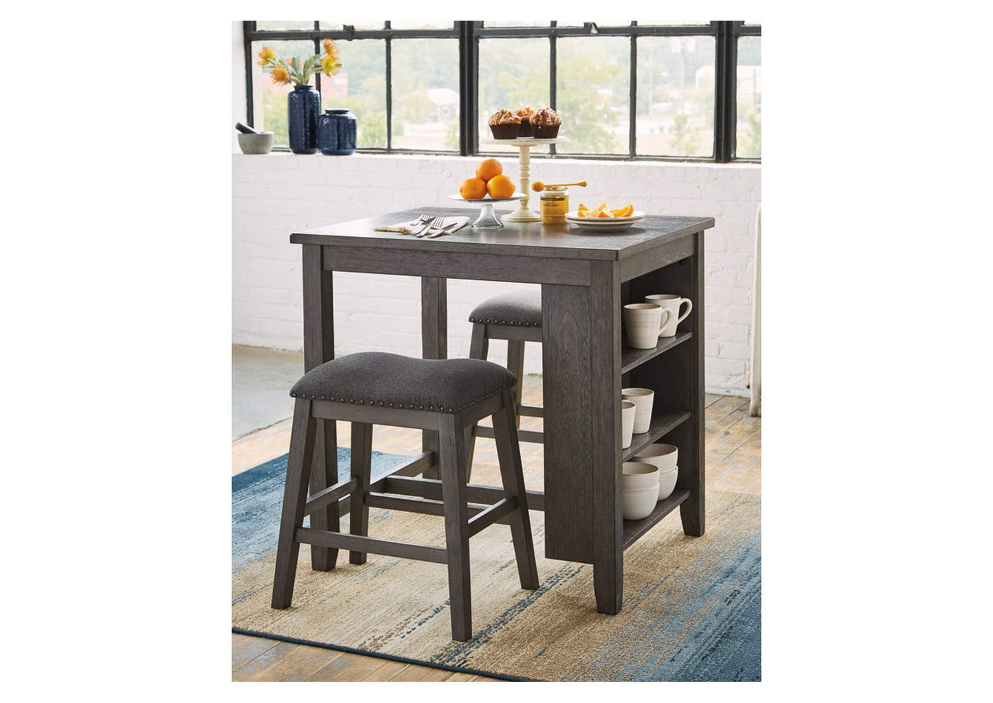 Caitbrook Counter Height Dining Table and Bar Stools (Set of 3)