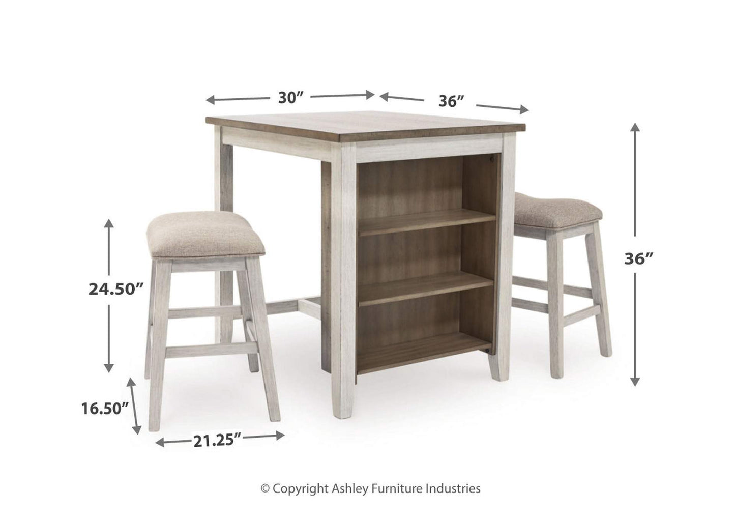 Skempton Counter Height Dining Table and Bar Stools (Set of 3)