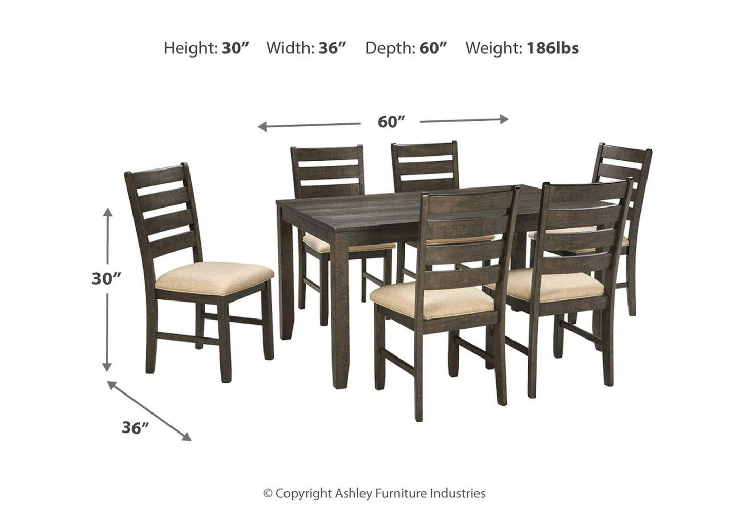 Rokane Dining Table and Chairs (Set of 7)