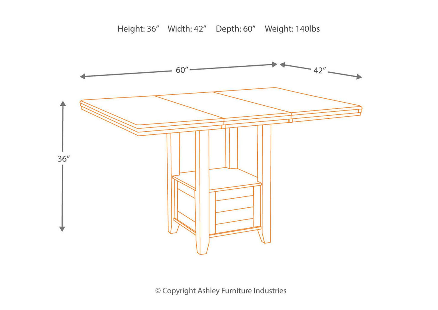 Haddigan Counter Height Dining Extension Table