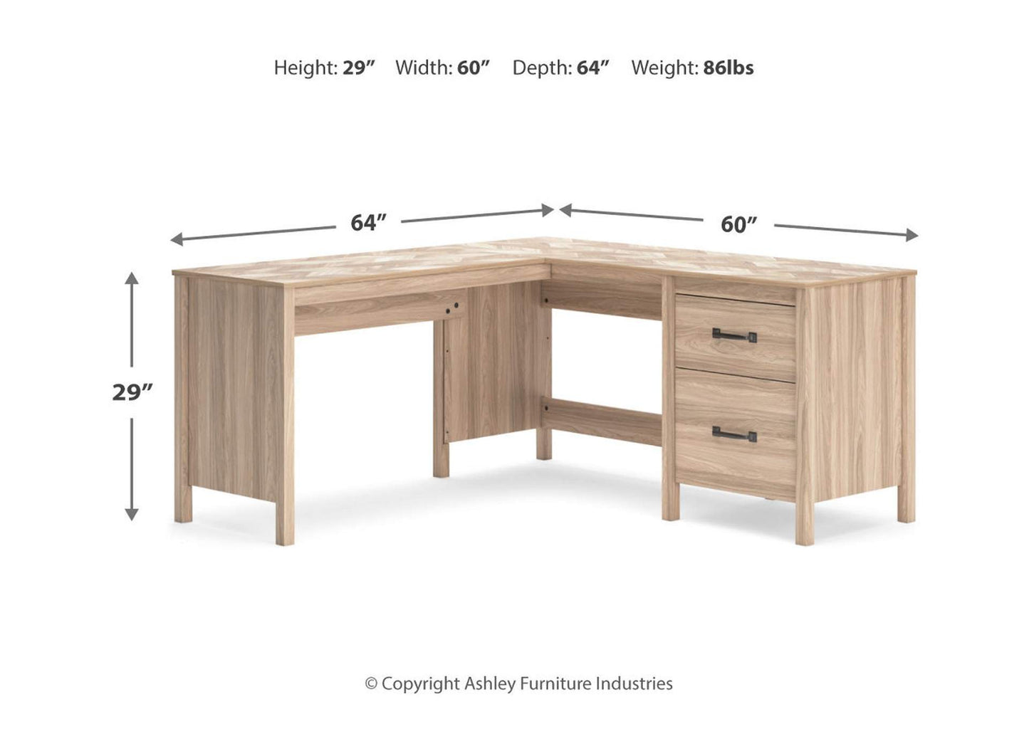 Battelle 60" Home Office Desk with Return