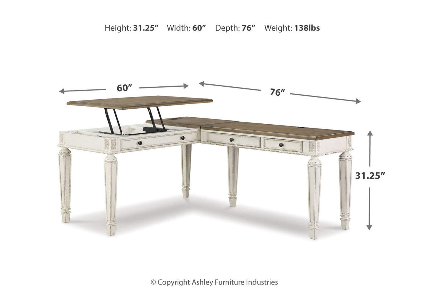 Realyn 2-Piece Home Office Lift Top Desk