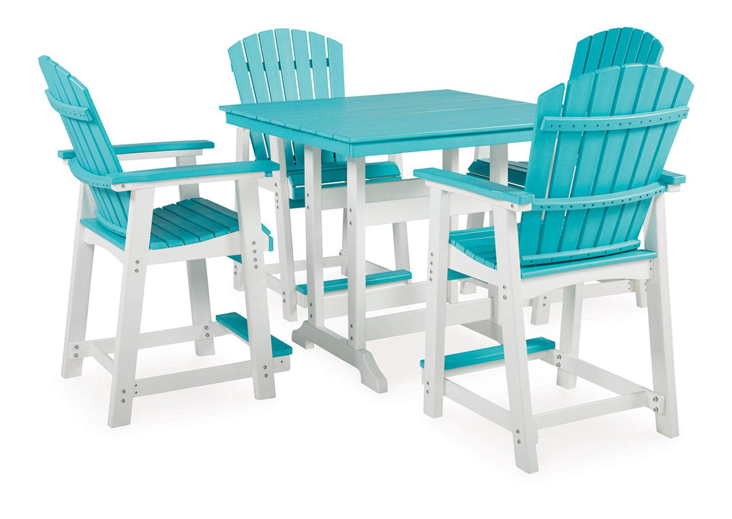 Eisely Outdoor Counter Height Dining Table and 4 Barstools