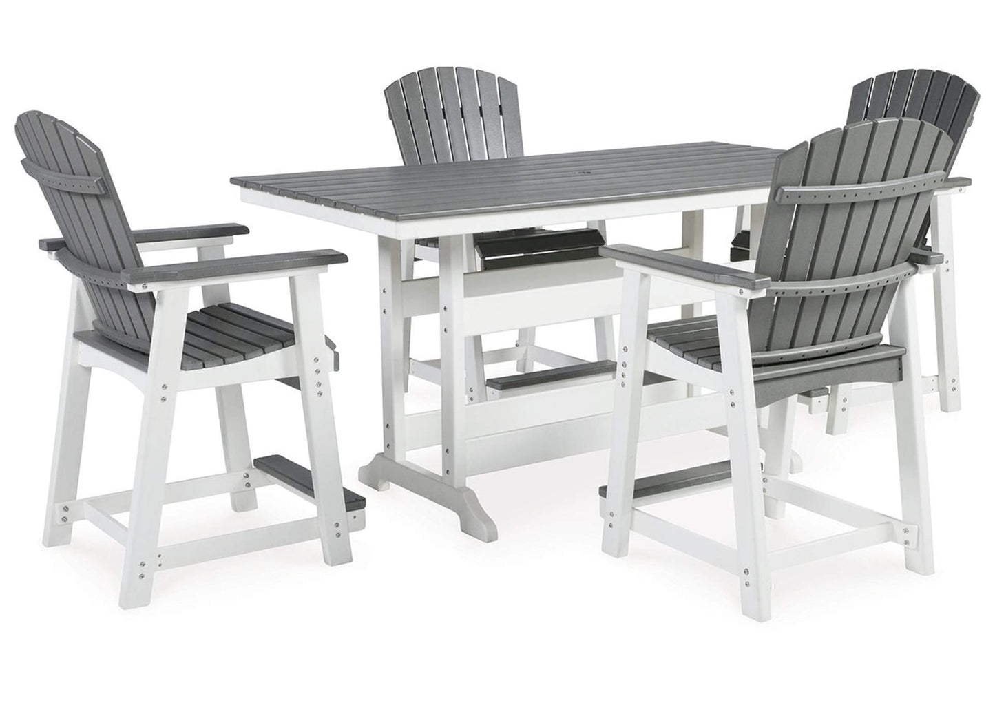 Transville Outdoor Counter Height Dining Table and 4 Barstools