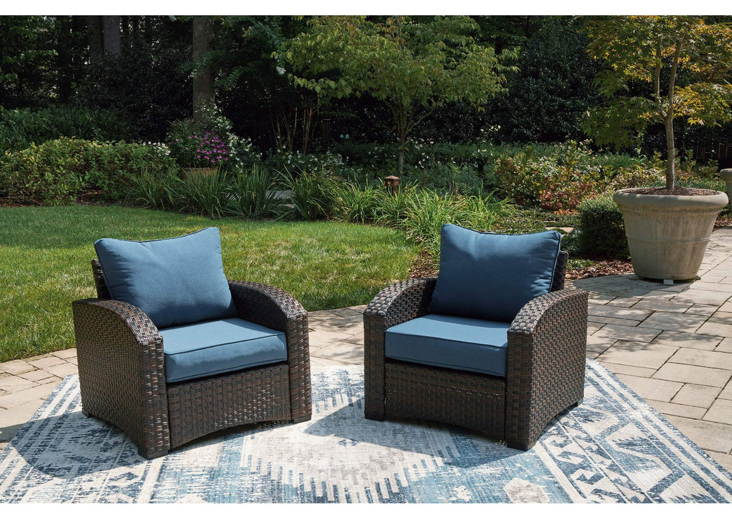 Windglow Outdoor Loveseat and 2 Chairs with Coffee Table