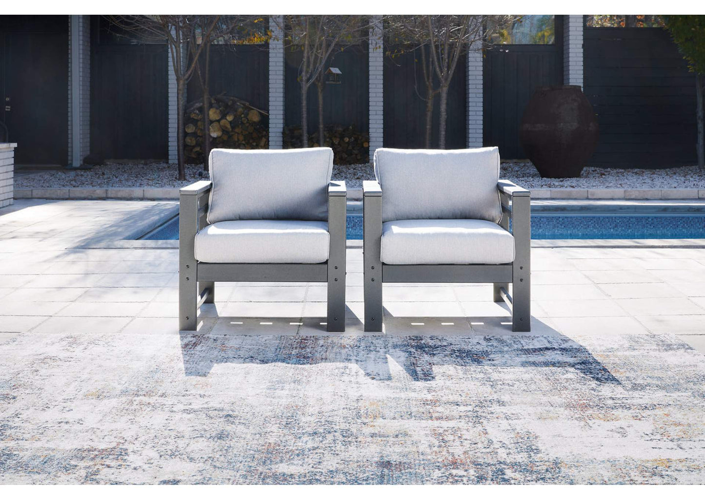 Amora Outdoor Lounge Chair with Cushion (Set of 2)