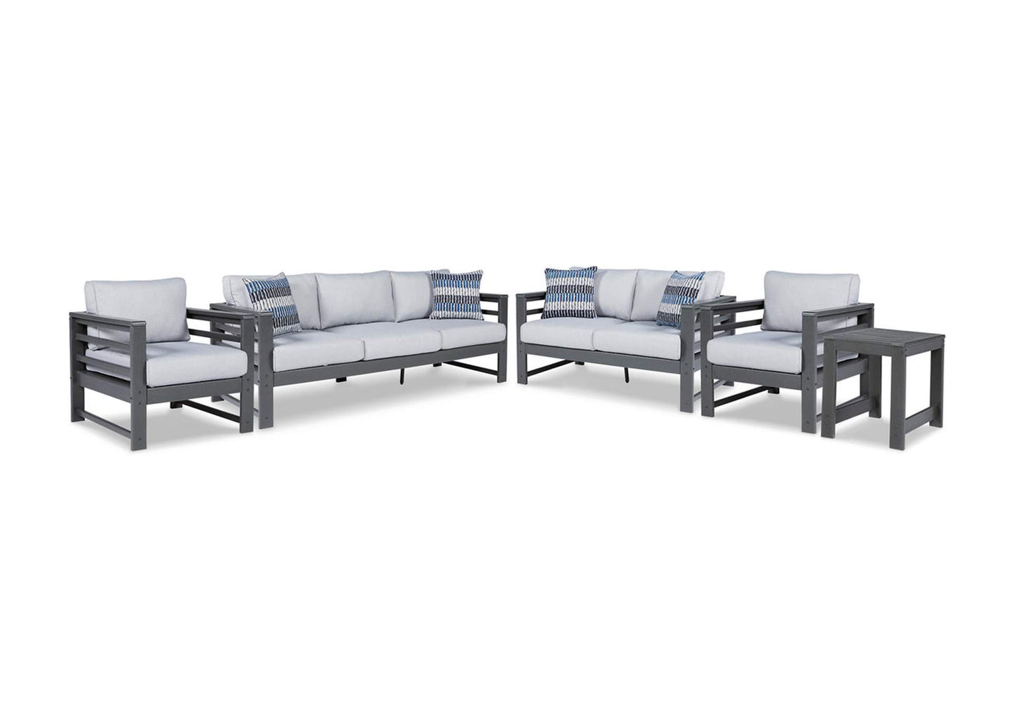 Amora 5-Piece Outdoor Sofa, Loveseat, Lounge Chairs & Table Set