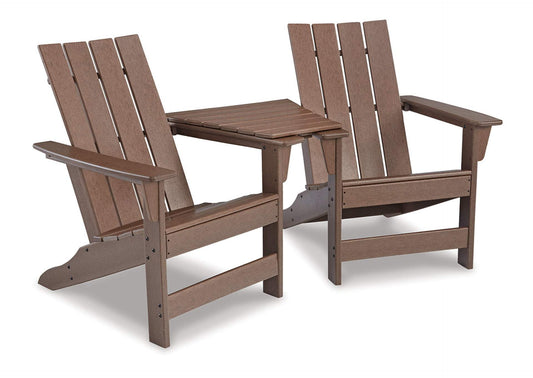 Emmeline 2 Adirondack Chairs with Tete-A-Tete Table Connector