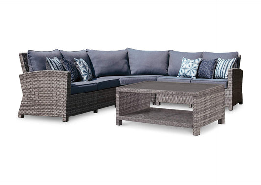 Salem Beach Nuvella Outdoor Sectional and Coffee Table Set