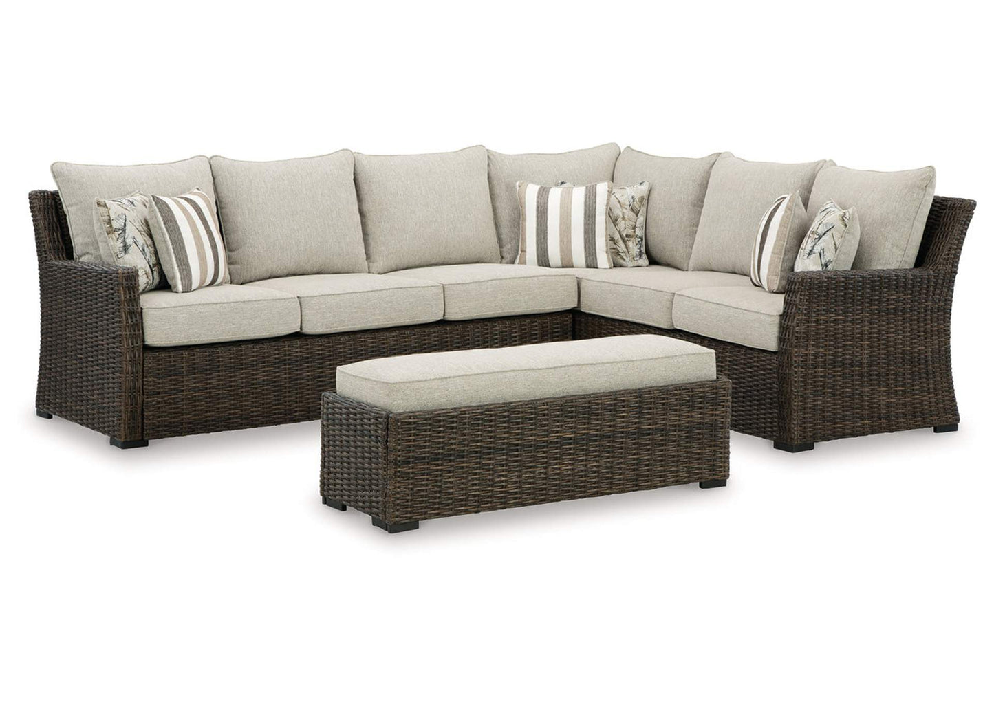 Brook Ranch Outdoor Sofa Sectional/Bench with Cushion (Set of 3)