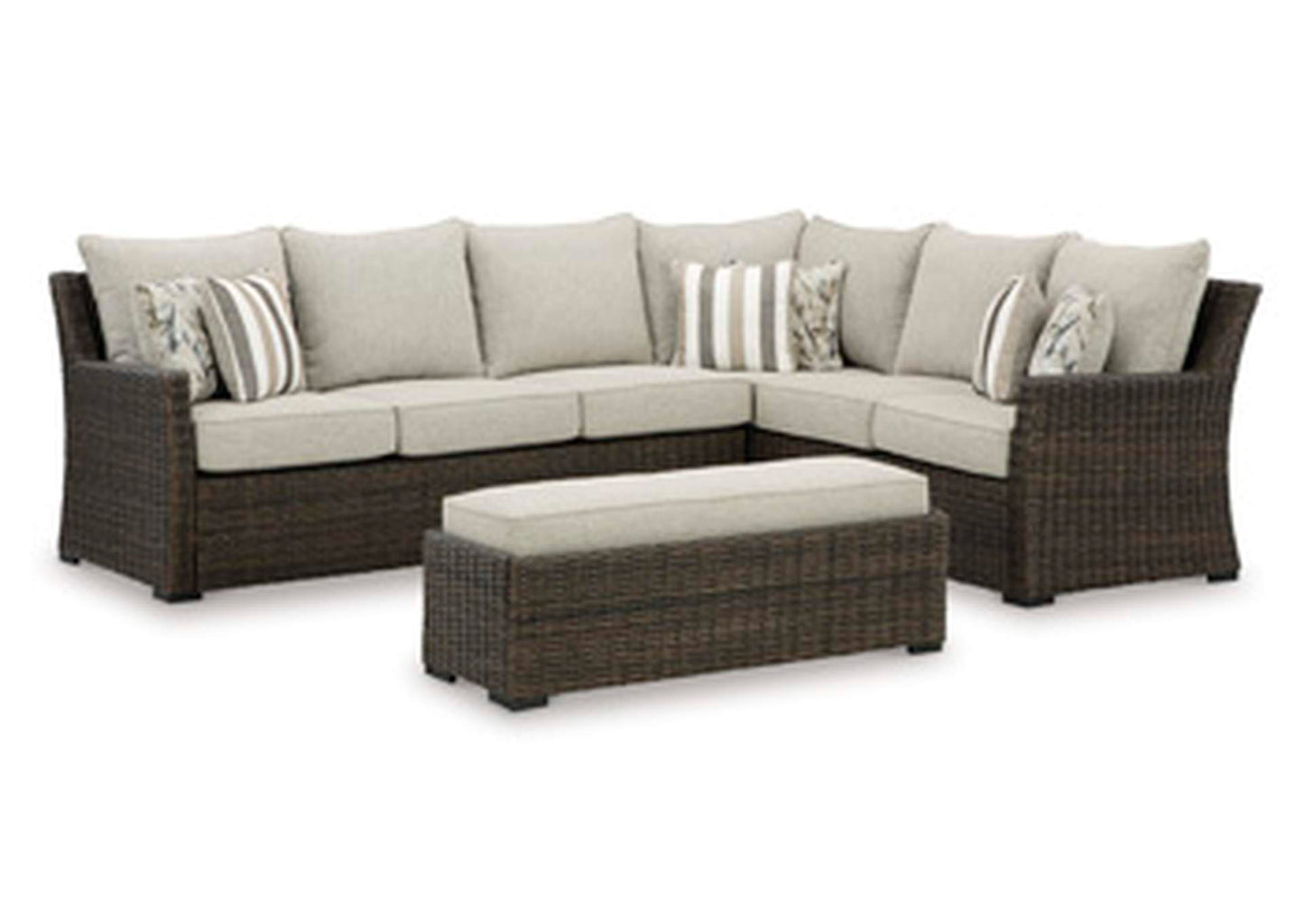 Brook Ranch Outdoor Sofa Sectional/Bench with Cushion (Set of 3)