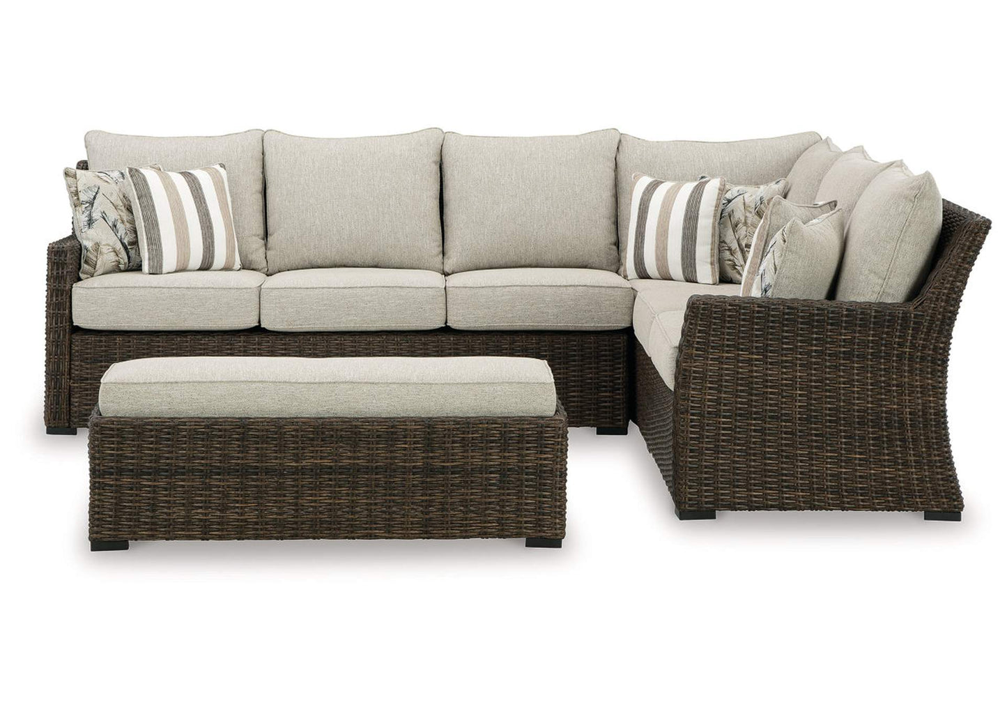 Brook Ranch Outdoor Sofa Sectional/Bench with Cushion (Set of 3)