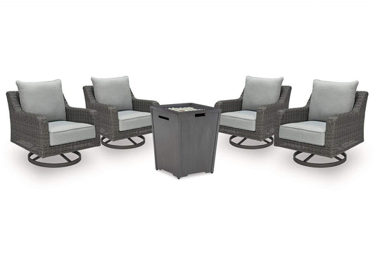 Rodeway South Outdoor Fire Pit Table and 4 Chairs