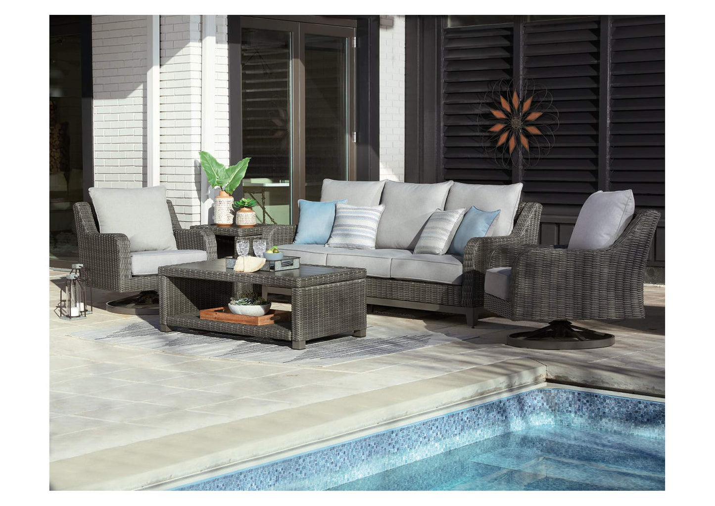 Elite Park Outdoor Sofa and 2 Chairs with Coffee Table