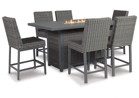 Palazzo 7 Piece Outdoor Bar Stool & Fire Table Set