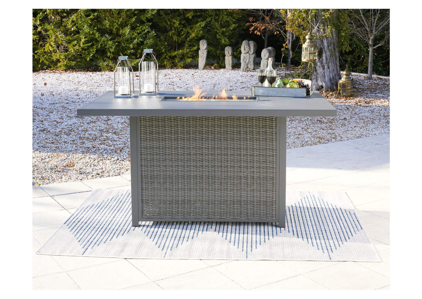 Palazzo 7 Piece Outdoor Bar Stool & Fire Table Set