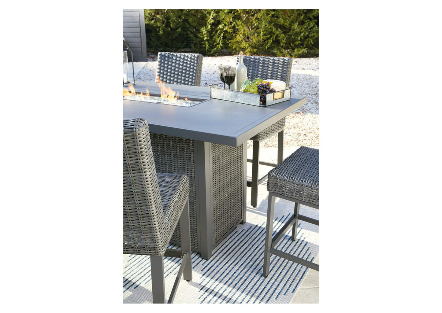 Palazzo 7 Piece Outdoor Bar Stool & Fire Table Set