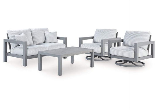 Moonlight View Outdoor Loveseat and 2 Lounge Chairs with Coffee Table