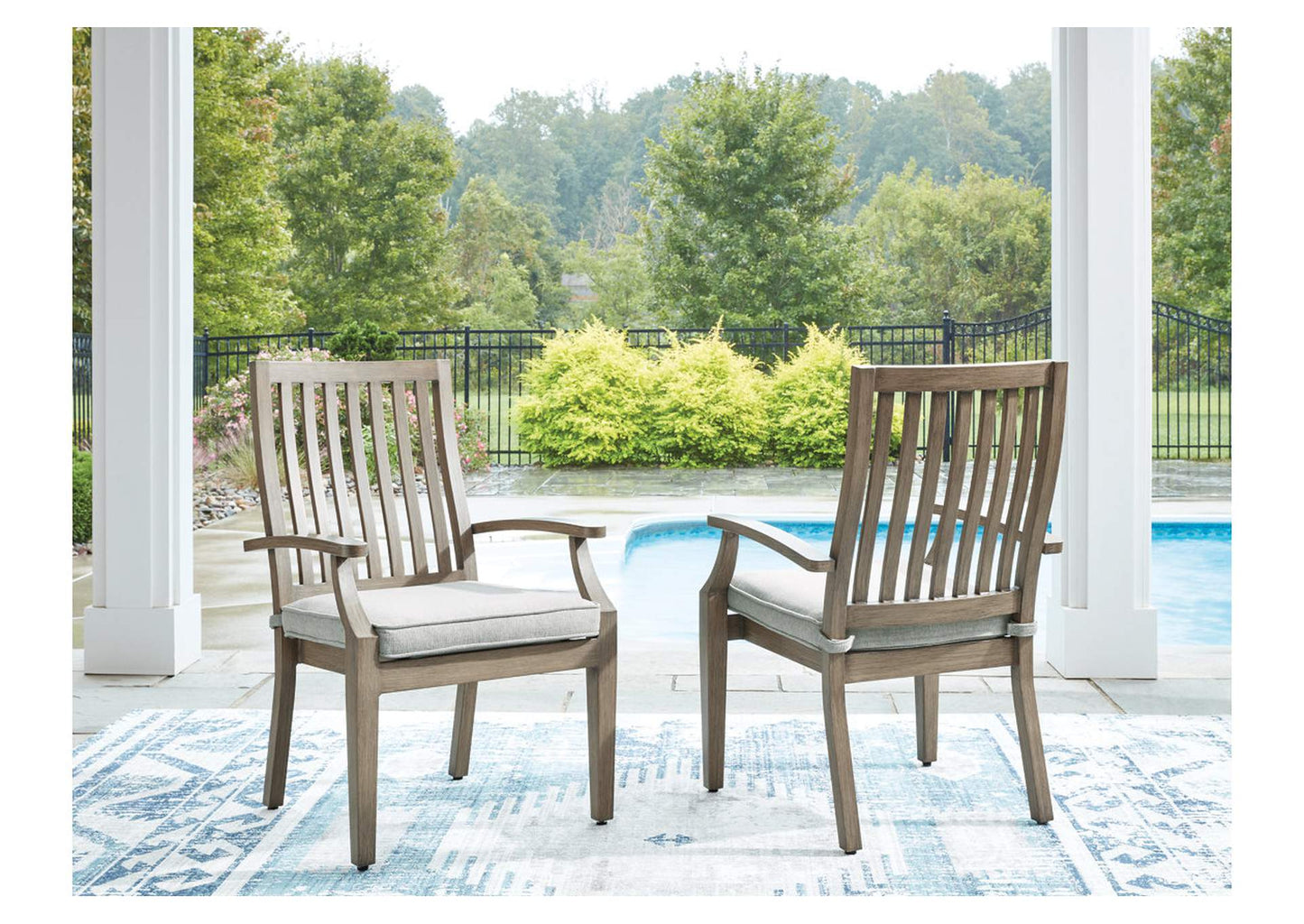 Rainier Ranch Outdoor Arm Chair with Cushion (Set of 2)