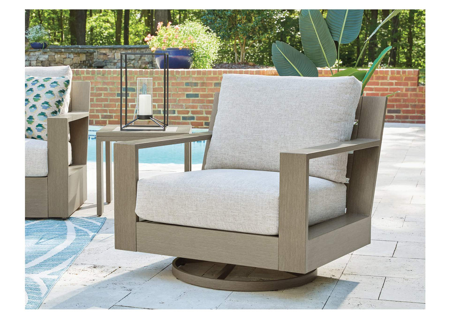 Kimpton Isle Outdoor Swivel Lounge Chair with Cushion