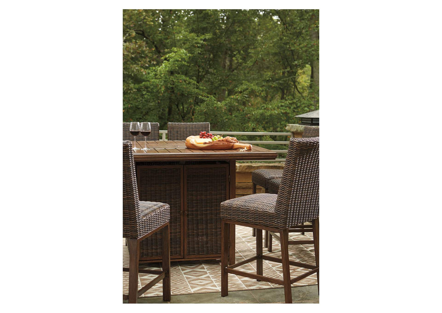 Paradise Trail 9 Piece Outdoor Bar Stool & Fire Table Set