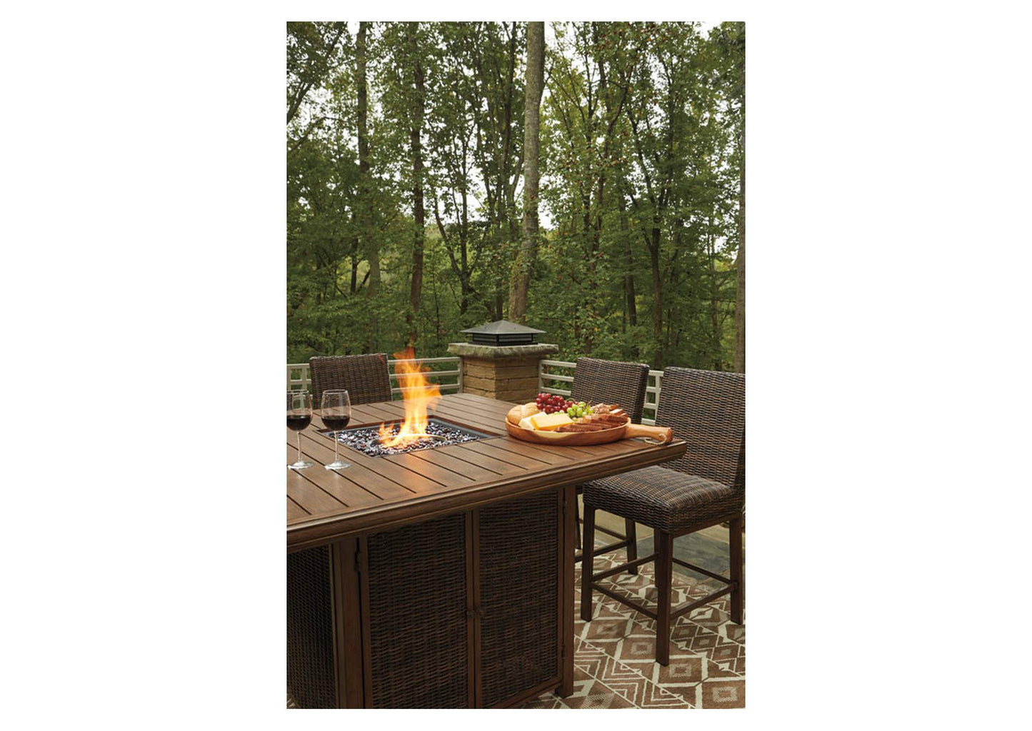 Paradise Trail 9 Piece Outdoor Bar Stool & Fire Table Set