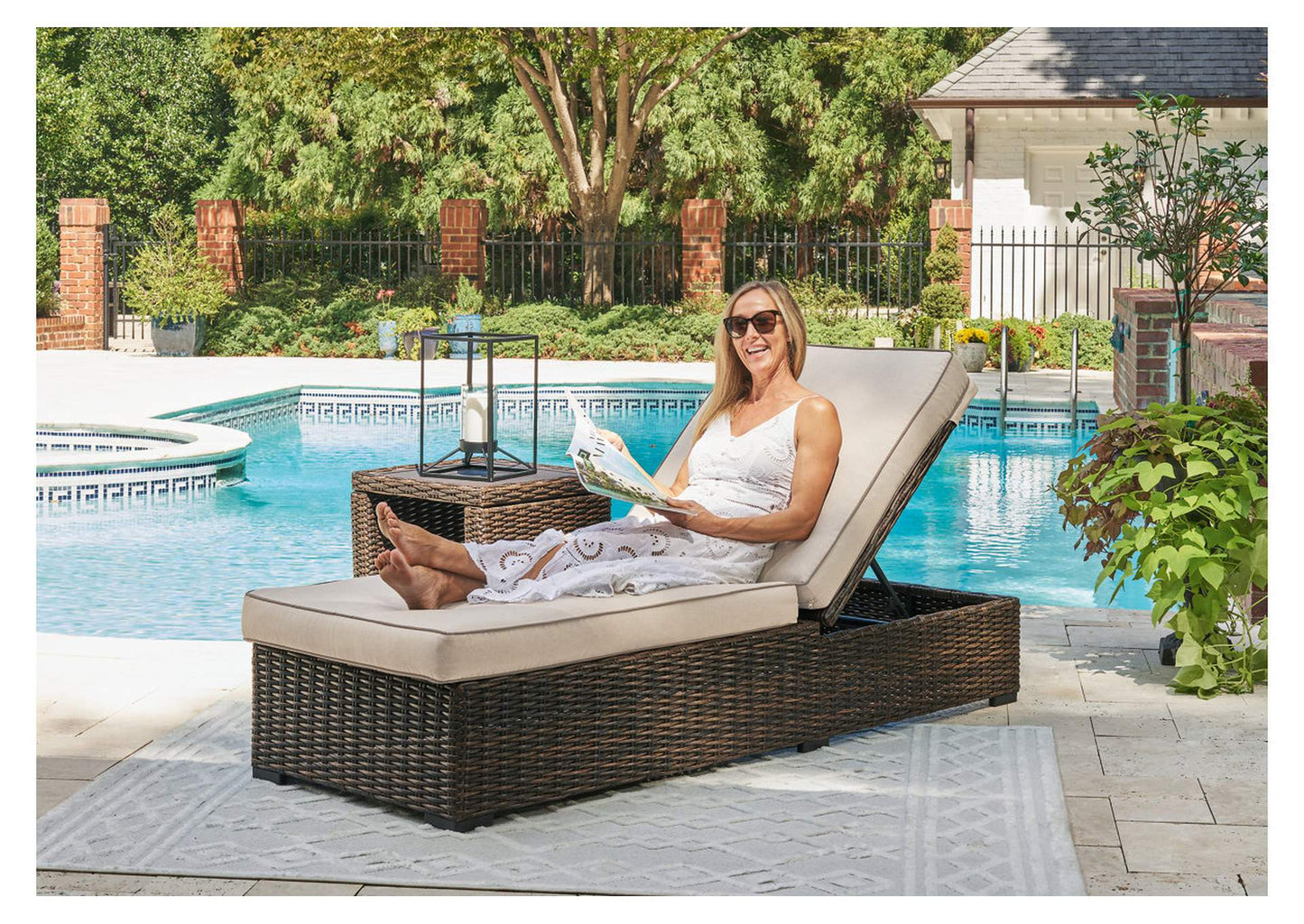 Coastline Bay Outdoor Chaise Lounge with Cushion