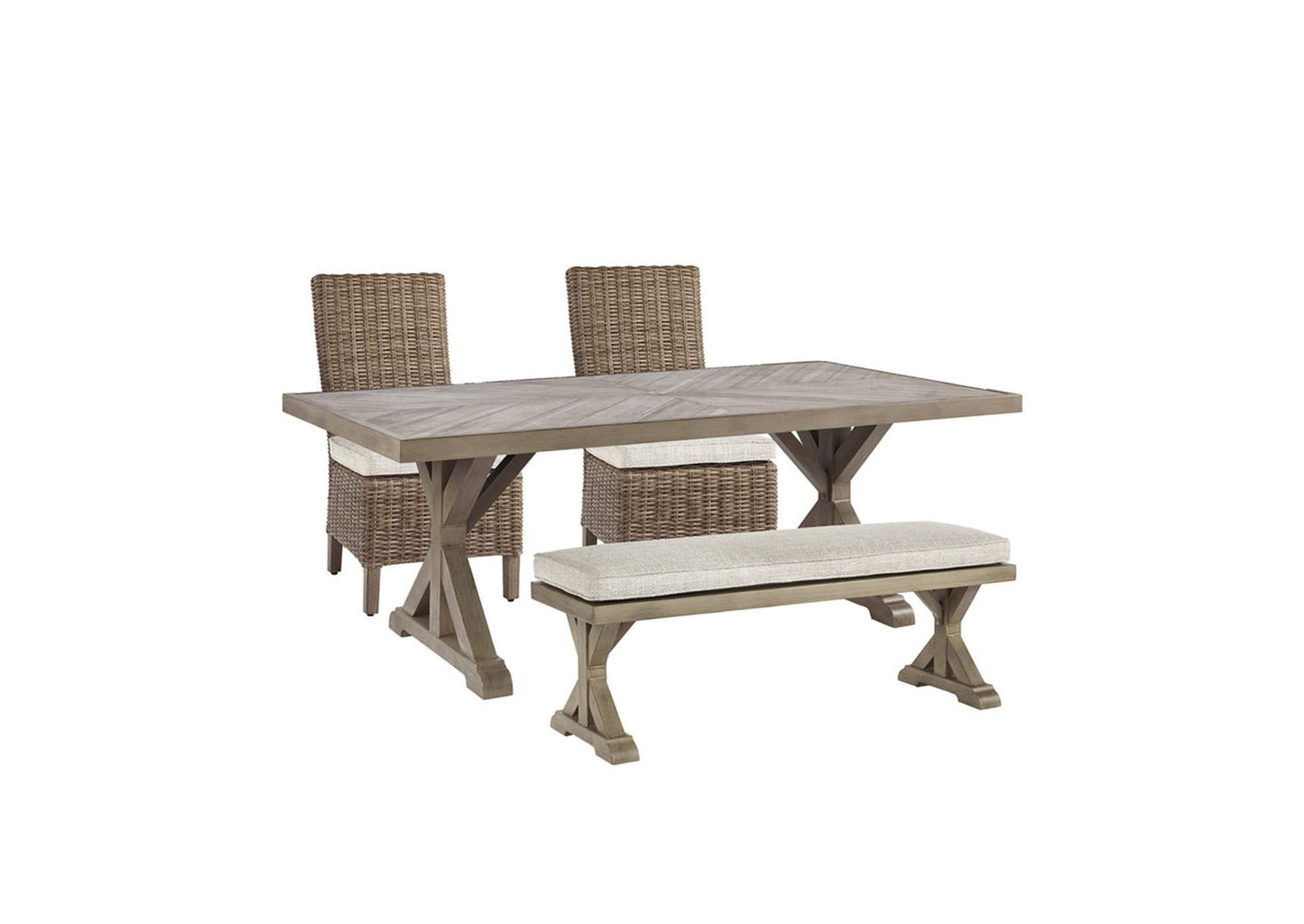 Beachcroft Outdoor Dining Table and 2 Chairs and 2 Benches