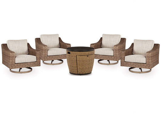 Malayah Outdoor Fire Pit Table and 4 Chairs