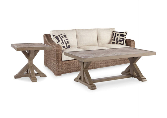 Beachcroft Outdoor Sofa with Coffee & End Table Set