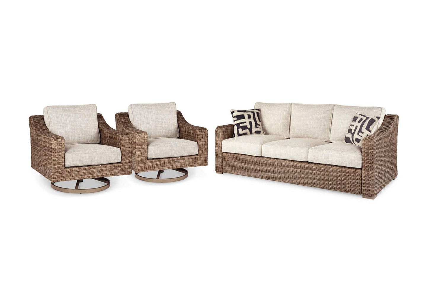 Beachcroft 3-Piece Outdoor Sofa & Swivel Lounge Chairs Set