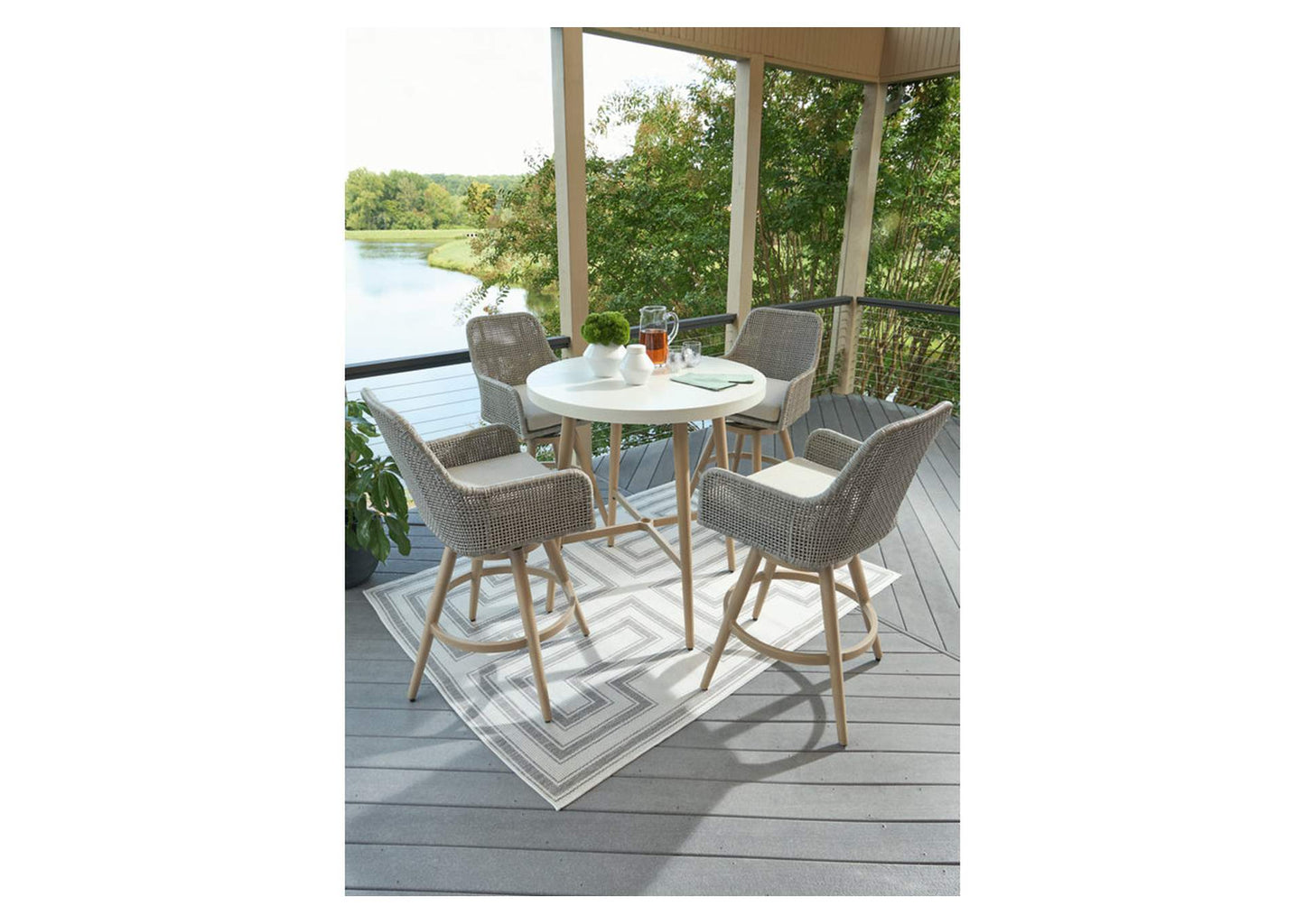 Seton Creek Outdoor Bar Table and 4 Barstools