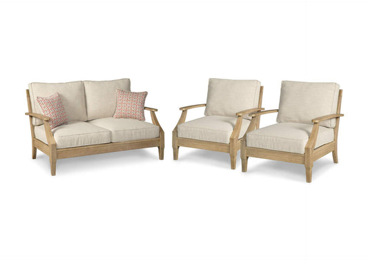 Clare View 3-Piece Outdoor Loveseat & Lounge Chairs Set