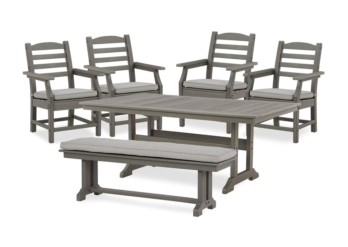 Visola Outdoor Dining Table with 4 Chairs & Bench Set