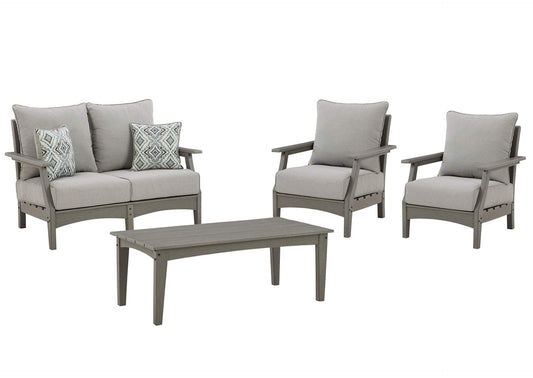 Visola 4 Piece Outdoor Nuvella Loveseat Conversation Set