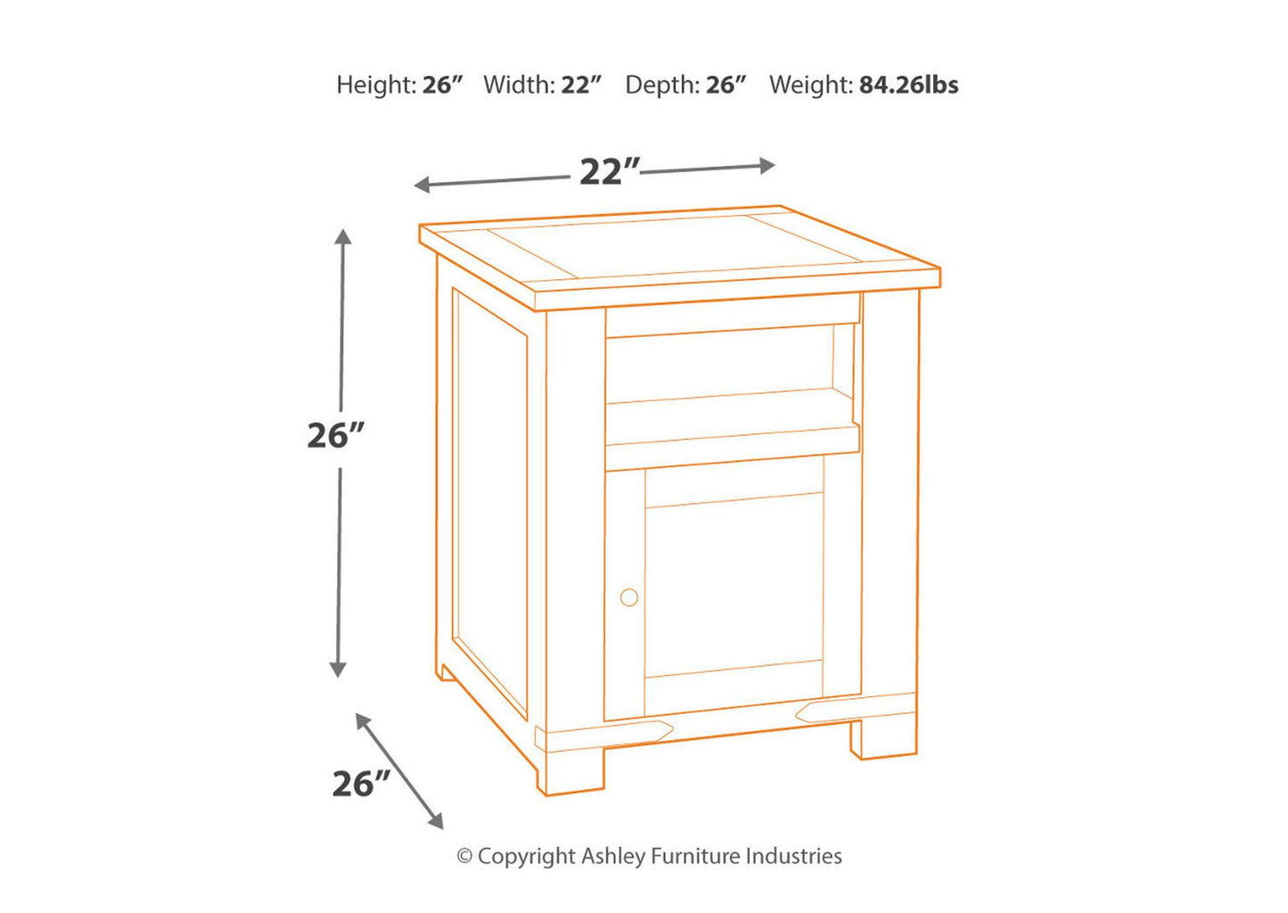 Budmore End Table with USB Ports & Outlets