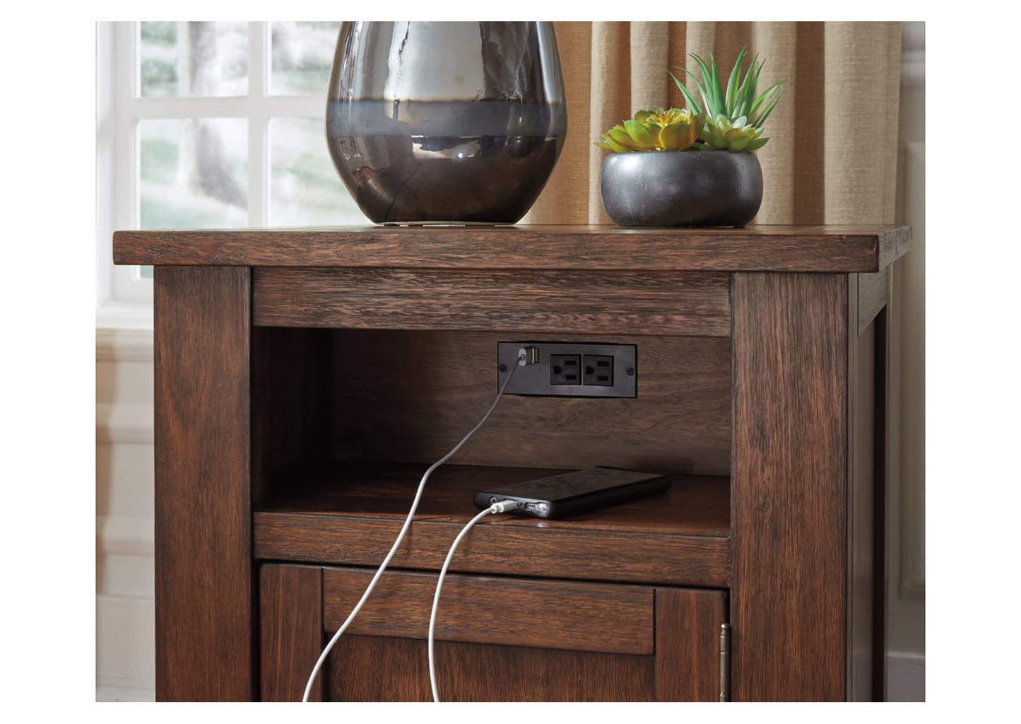 Budmore End Table with USB Ports & Outlets