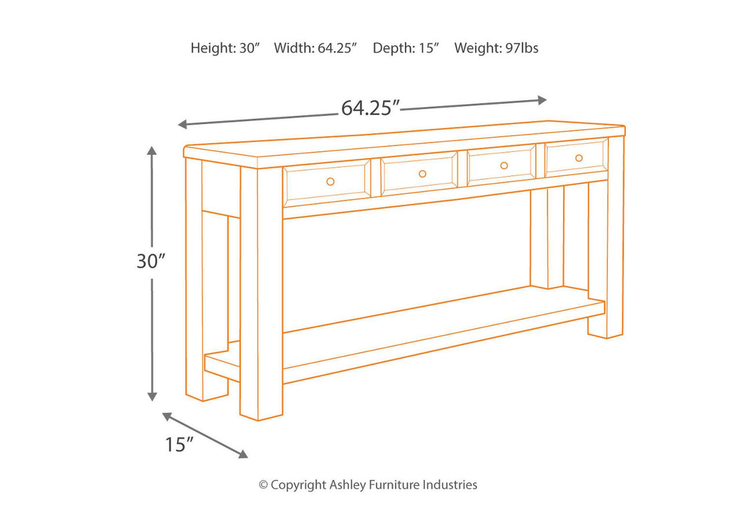 Gavelston Sofa/Console Table