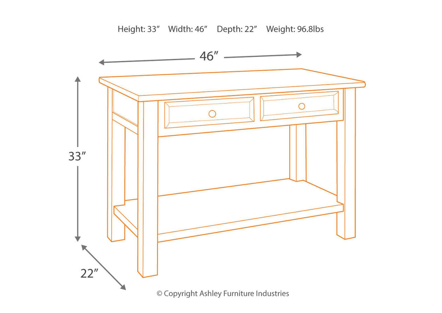 Tyler Creek Sofa/Console Table